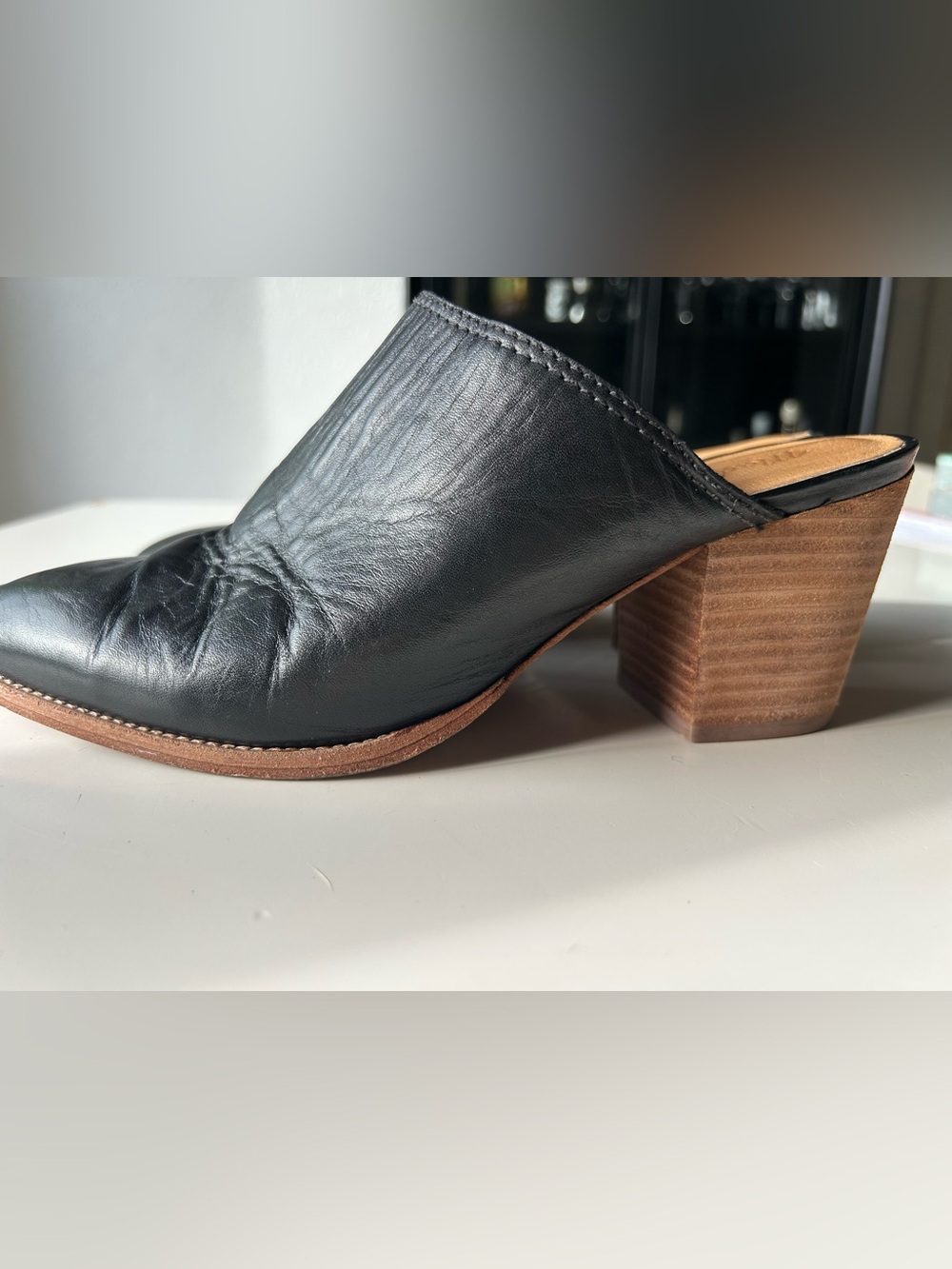 Women’s Madewell Black Leather Block Heel Mule - Picture 5 of 9